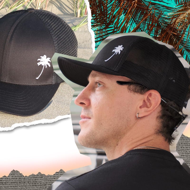 Grace Folly Trucker Hat for Men or Women- Many Cool Designs (Palm Tree- Black) - Image 2